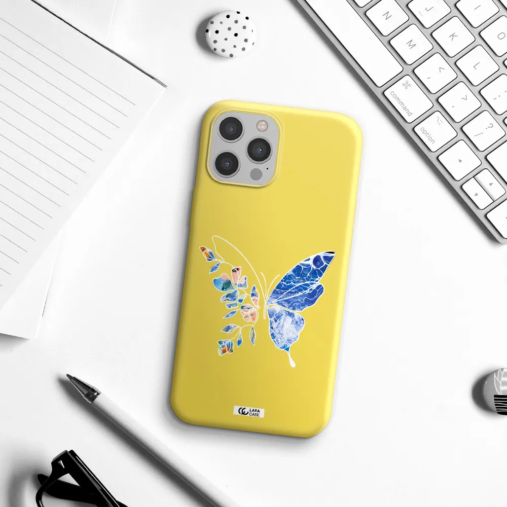 Line Butterfly Apple iPhone 12 pro max Silicone canary yellow Case