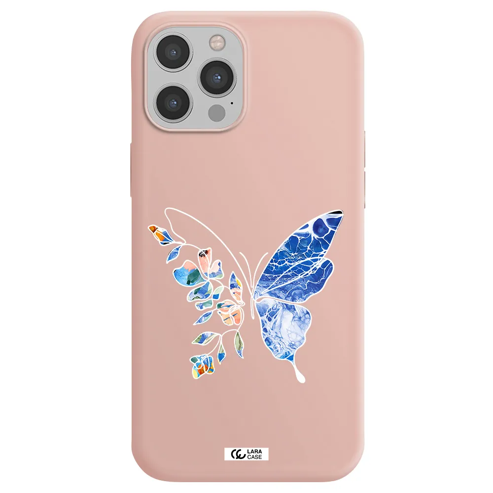 Line Butterfly Apple iPhone 12 pro max Silicone pastel pink Case