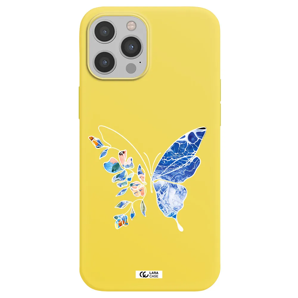 Line Butterfly Apple iPhone 12 pro Silicone canary yellow Case