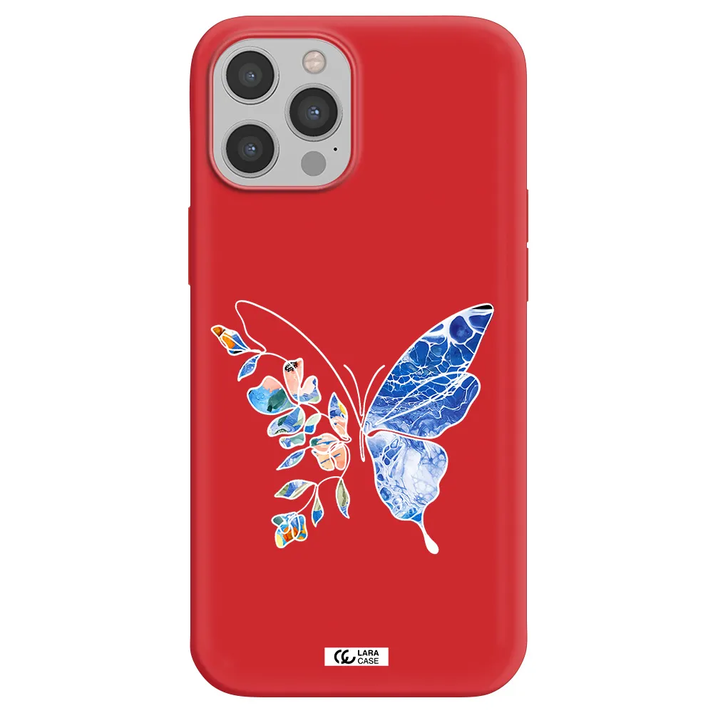 Line Butterfly Apple iPhone 12 pro Silicone Imperial Red Case