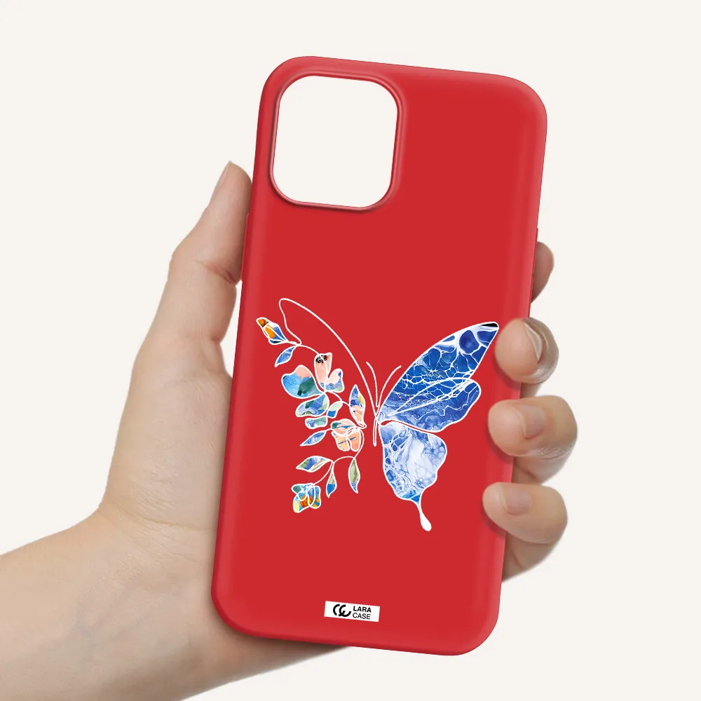 Line Butterfly Apple iPhone 12 pro Silicone Imperial Red Case