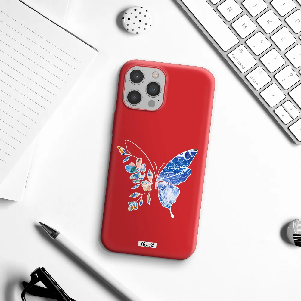 Line Butterfly Apple iPhone 12 pro Silicone Imperial Red Case