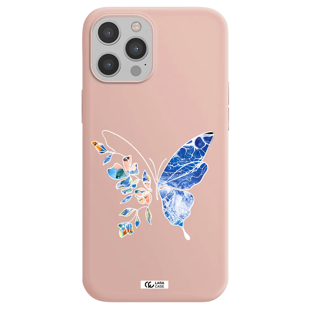 Line Butterfly Apple iPhone 12 pro Silicone pastel pink Case