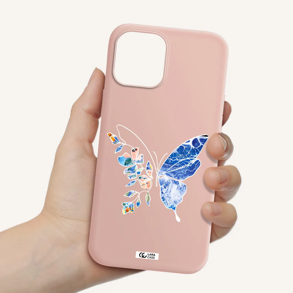 Line Butterfly Apple iPhone 12 pro Silicone pastel pink Case