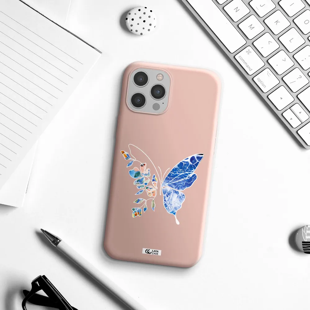 Line Butterfly Apple iPhone 12 pro Silicone pastel pink Case