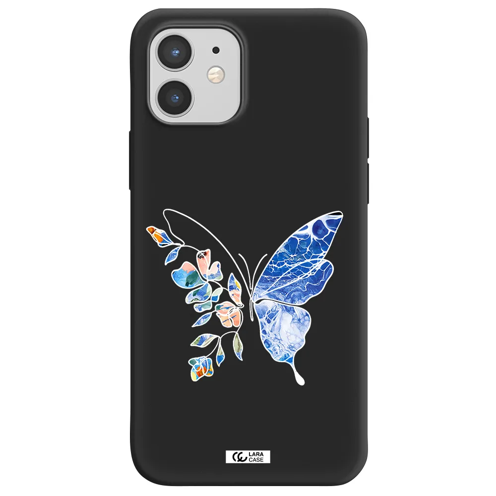 Line Butterfly Apple iPhone 12 Silicone black Case