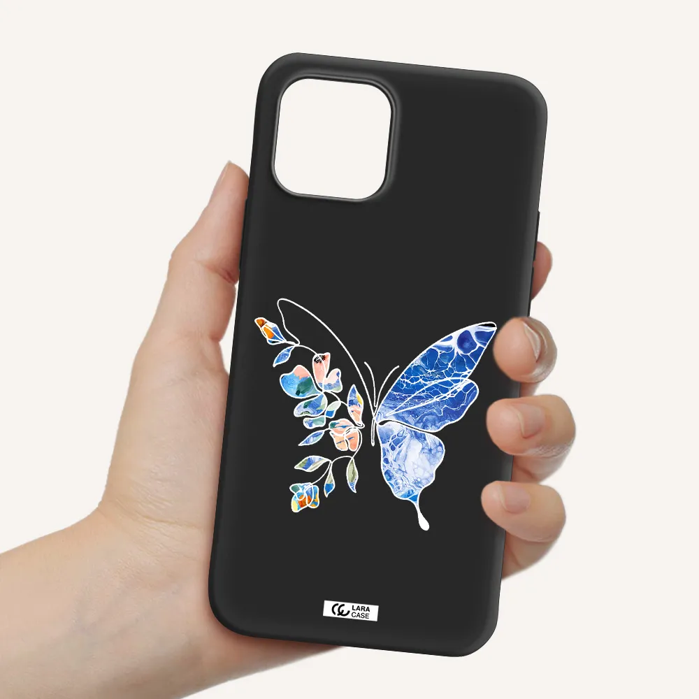 Line Butterfly Apple iPhone 12 Silicone black Case