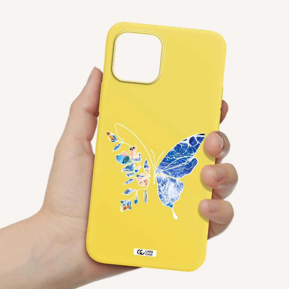 Line Butterfly Apple iPhone 12 Silicone canary yellow Case