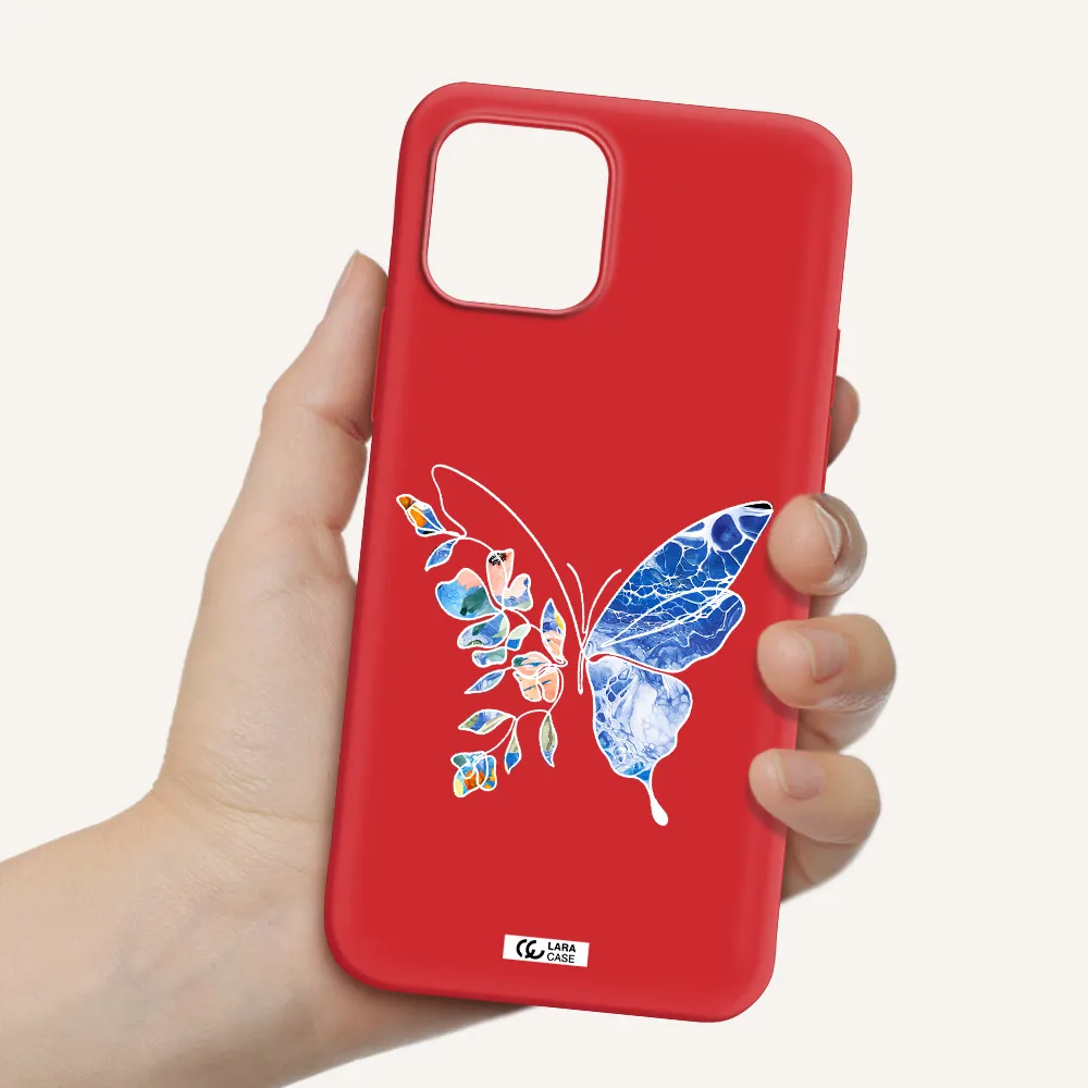 Line Butterfly Apple iPhone 12 Silicone Imperial Red Case