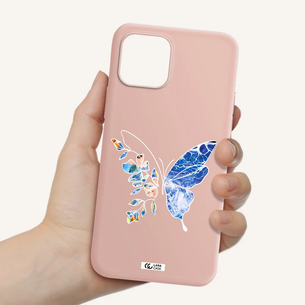 Line Butterfly Apple iPhone 12 Silicone pastel pink Case