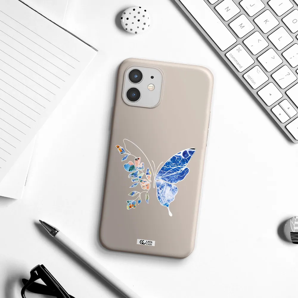 Line Butterfly Apple iPhone 12 Silicone Stone Case