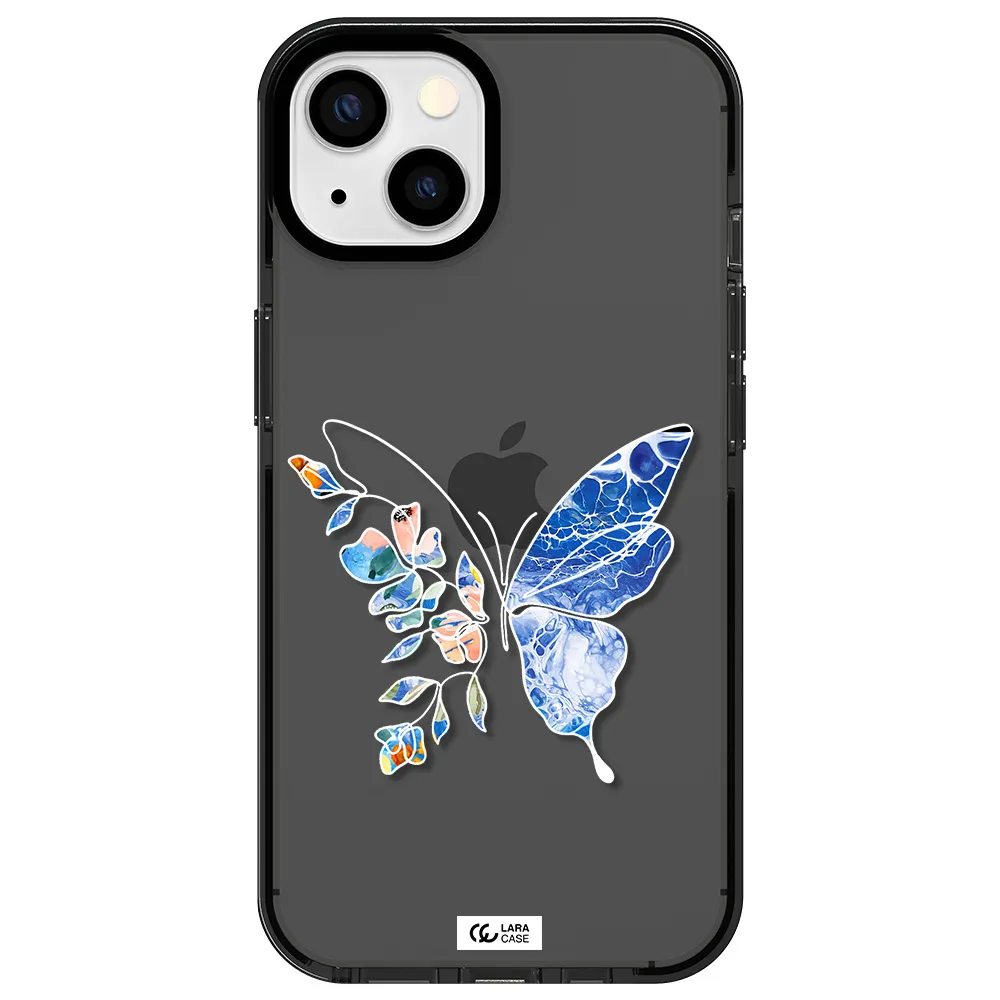 Line Butterfly Apple iPhone 13 impact Smoke Black Case