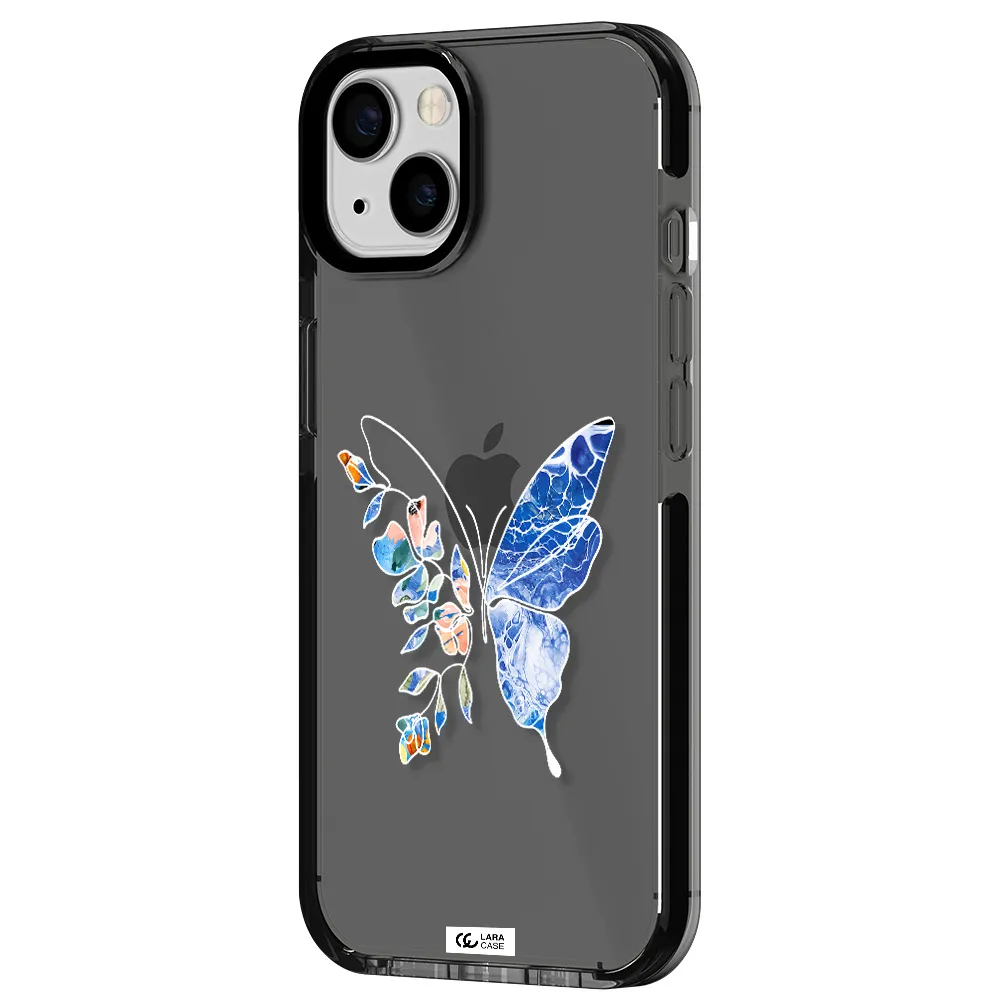 Line Butterfly Apple iPhone 13 impact Smoke Black Case