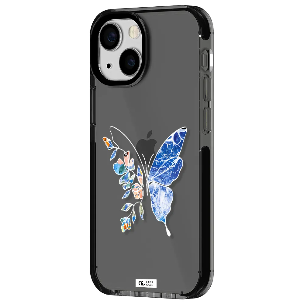 Line Butterfly Apple iPhone 13 mini impact Smoke Black Case