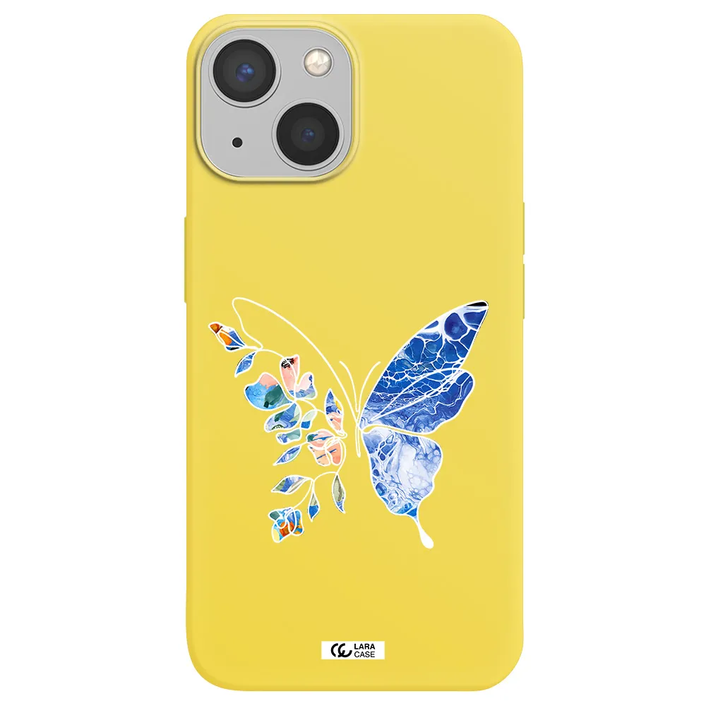 Line Butterfly Apple iPhone 13 mini Silicone canary yellow Case