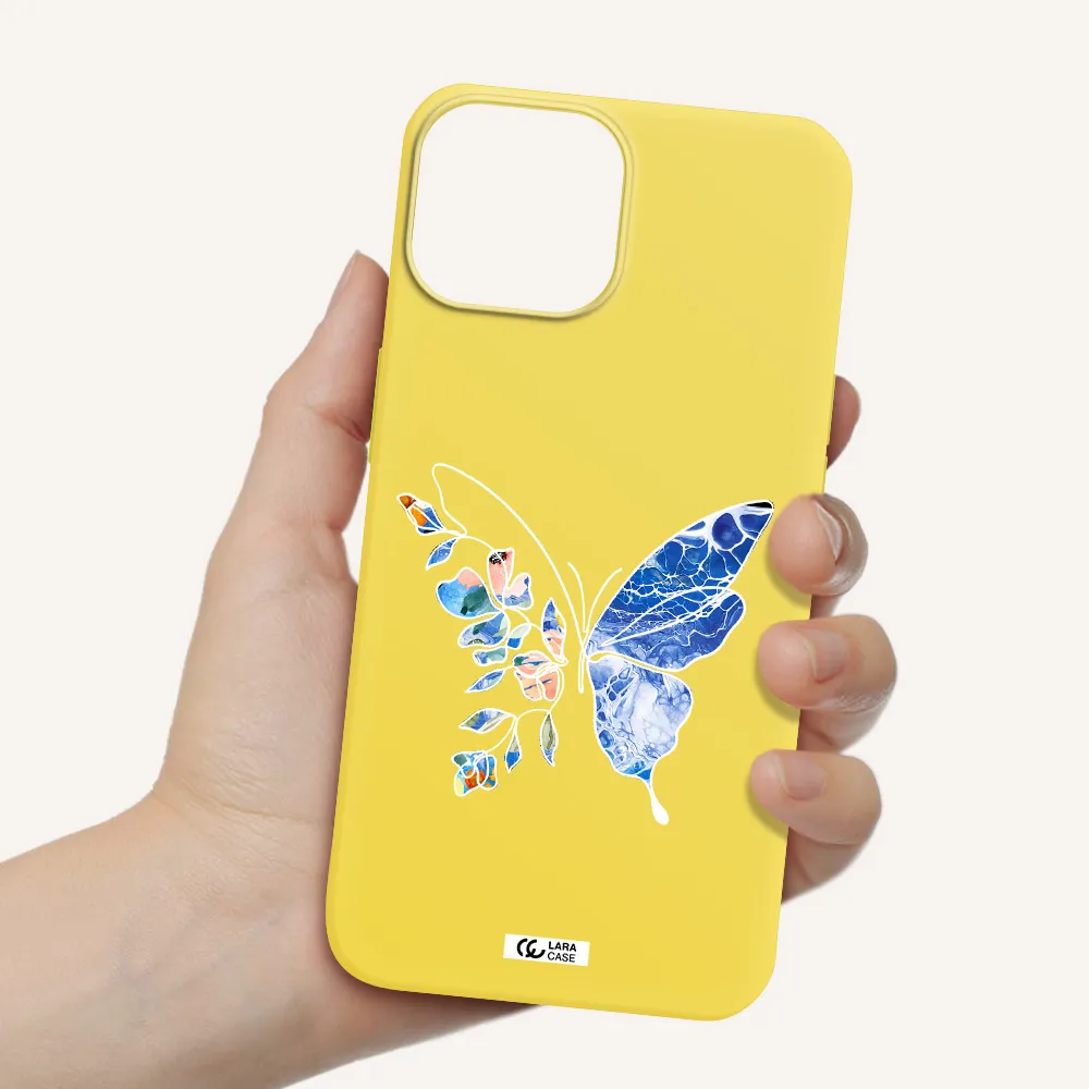 Line Butterfly Apple iPhone 13 mini Silicone canary yellow Case