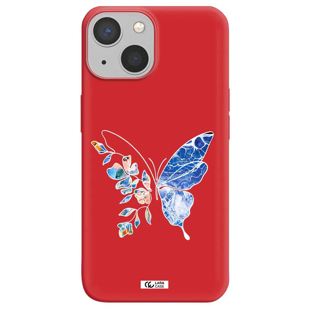 Line Butterfly Apple iPhone 13 mini Silicone Imperial Red Case