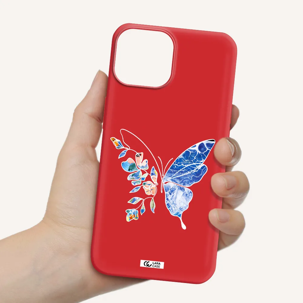 Line Butterfly Apple iPhone 13 mini Silicone Imperial Red Case