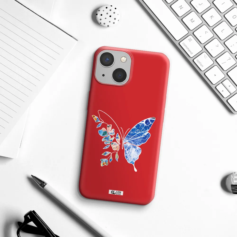 Line Butterfly Apple iPhone 13 mini Silicone Imperial Red Case