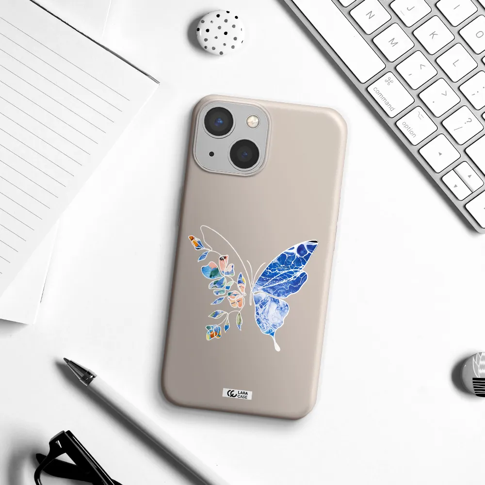 Line Butterfly Apple iPhone 13 mini Silicone Stone Case