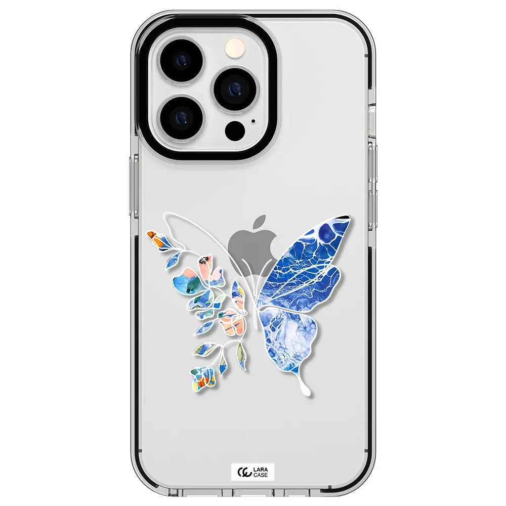 Line Butterfly Apple iPhone 13 Pro impact black border Case