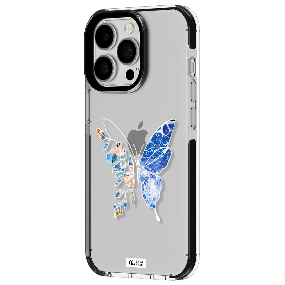 Line Butterfly Apple iPhone 13 Pro impact black border Case