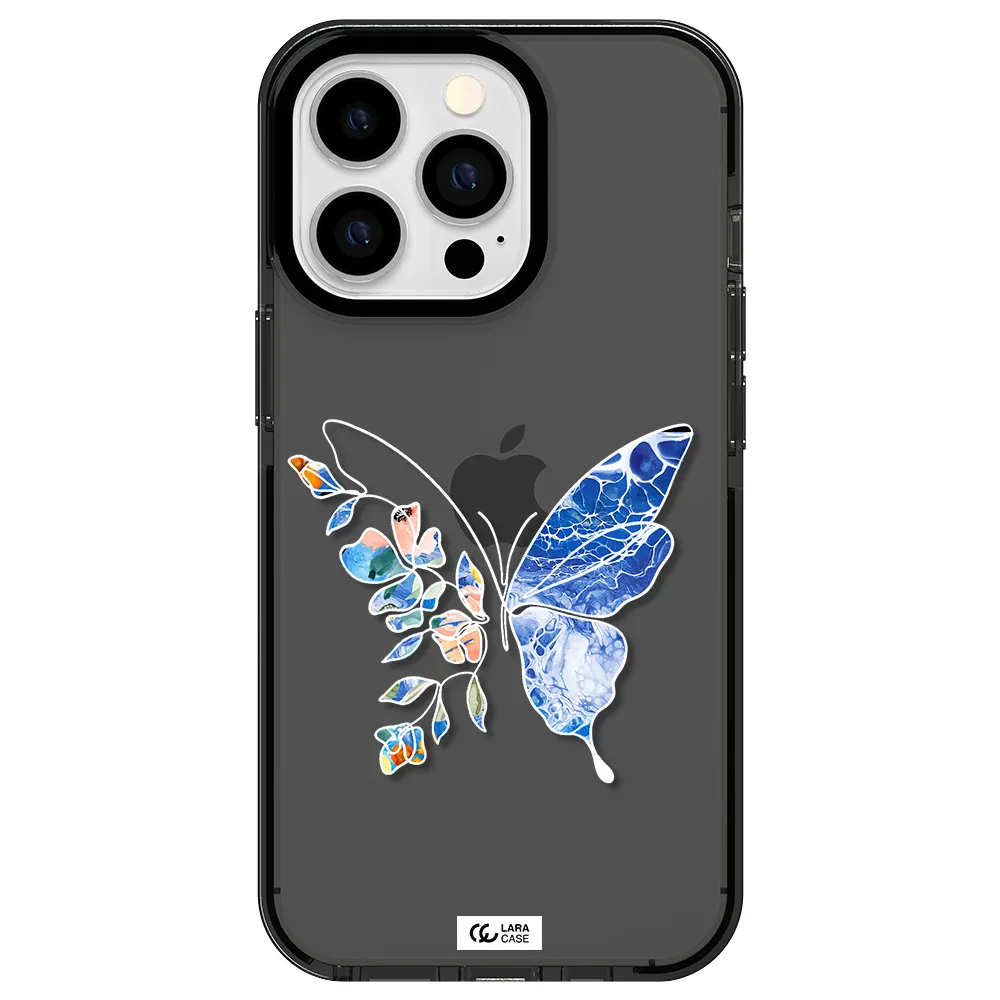 Line Butterfly Apple iPhone 13 Pro impact Smoke Black Case