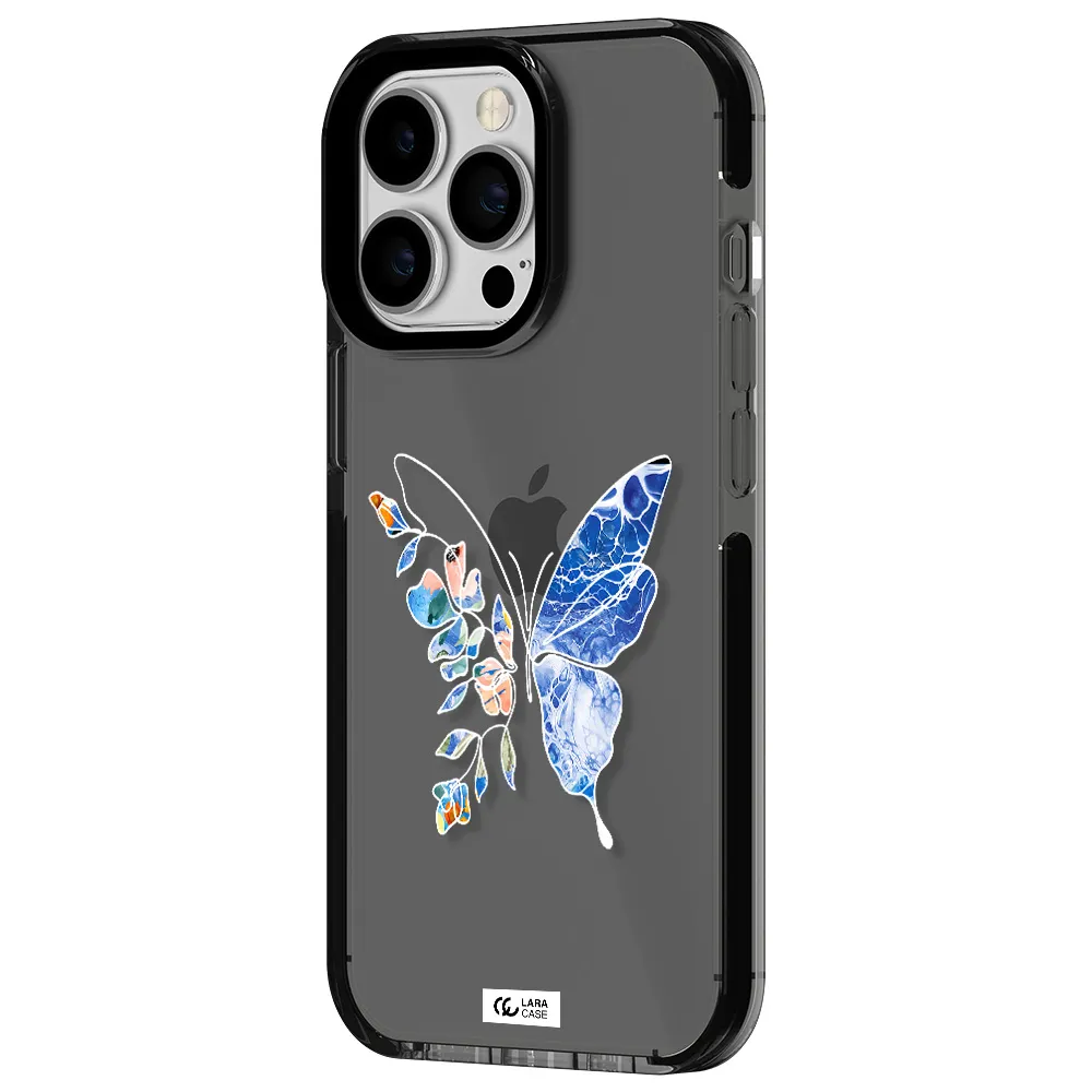 Line Butterfly Apple iPhone 13 Pro impact Smoke Black Case