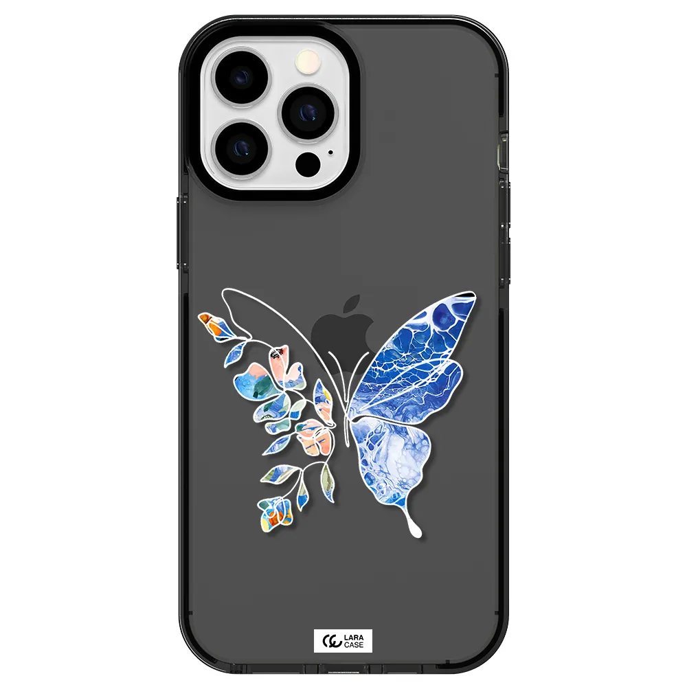 Line Butterfly Apple iPhone 13 Pro Max impact Smoke Black Case