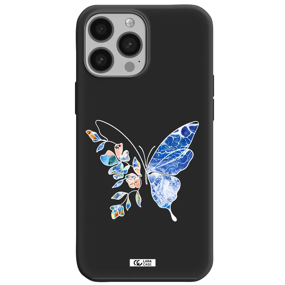 Line Butterfly Apple iPhone 13 Pro Max Silicone black Case