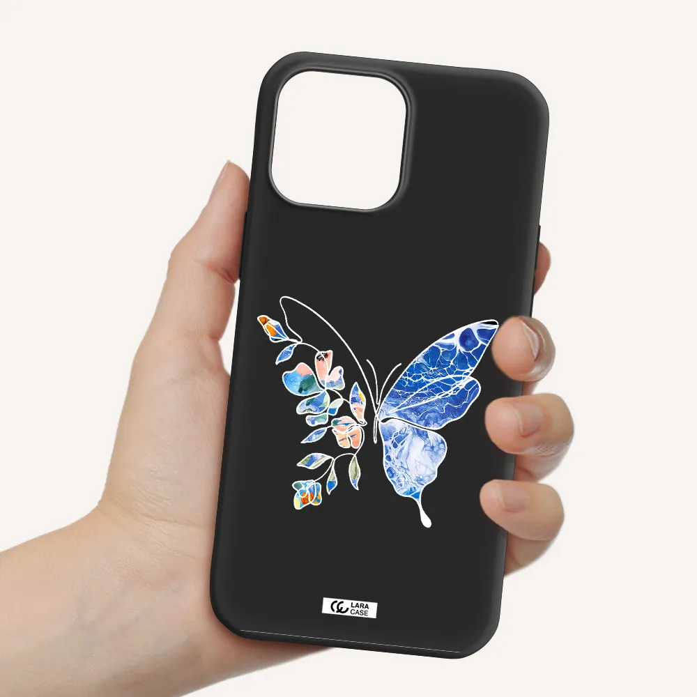 Line Butterfly Apple iPhone 13 Pro Max Silicone black Case