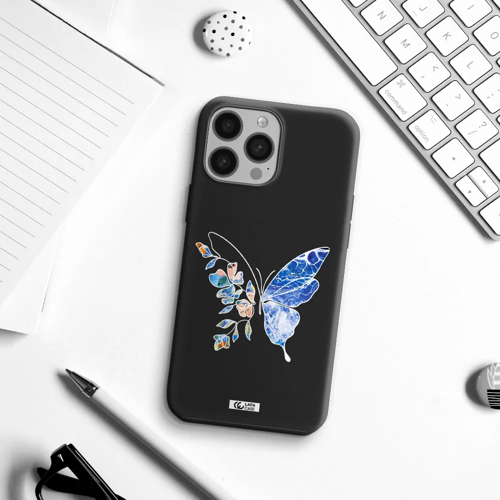 Line Butterfly Apple iPhone 13 Pro Max Silicone black Case