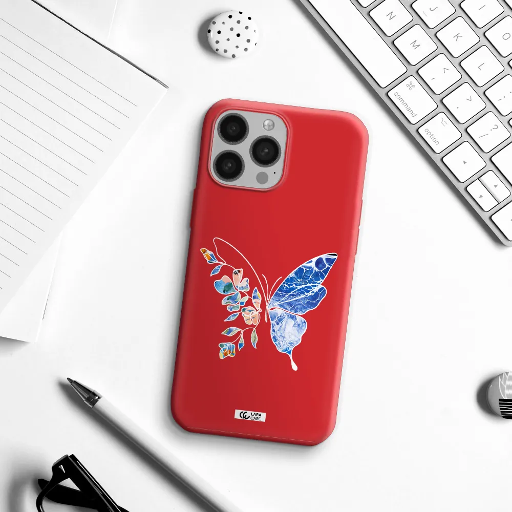 Line Butterfly Apple iPhone 13 Pro Max Silicone Imperial Red Case