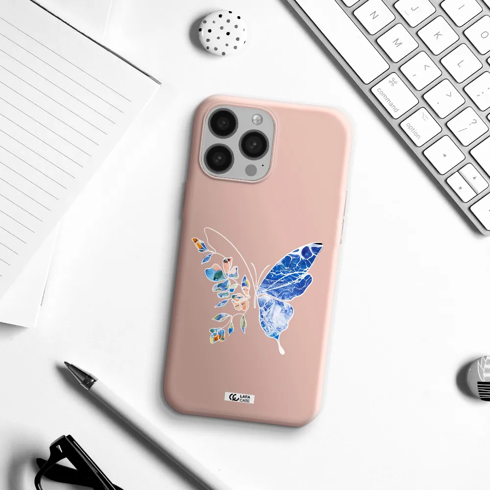 Line Butterfly Apple iPhone 13 Pro Max Silicone pastel pink Case