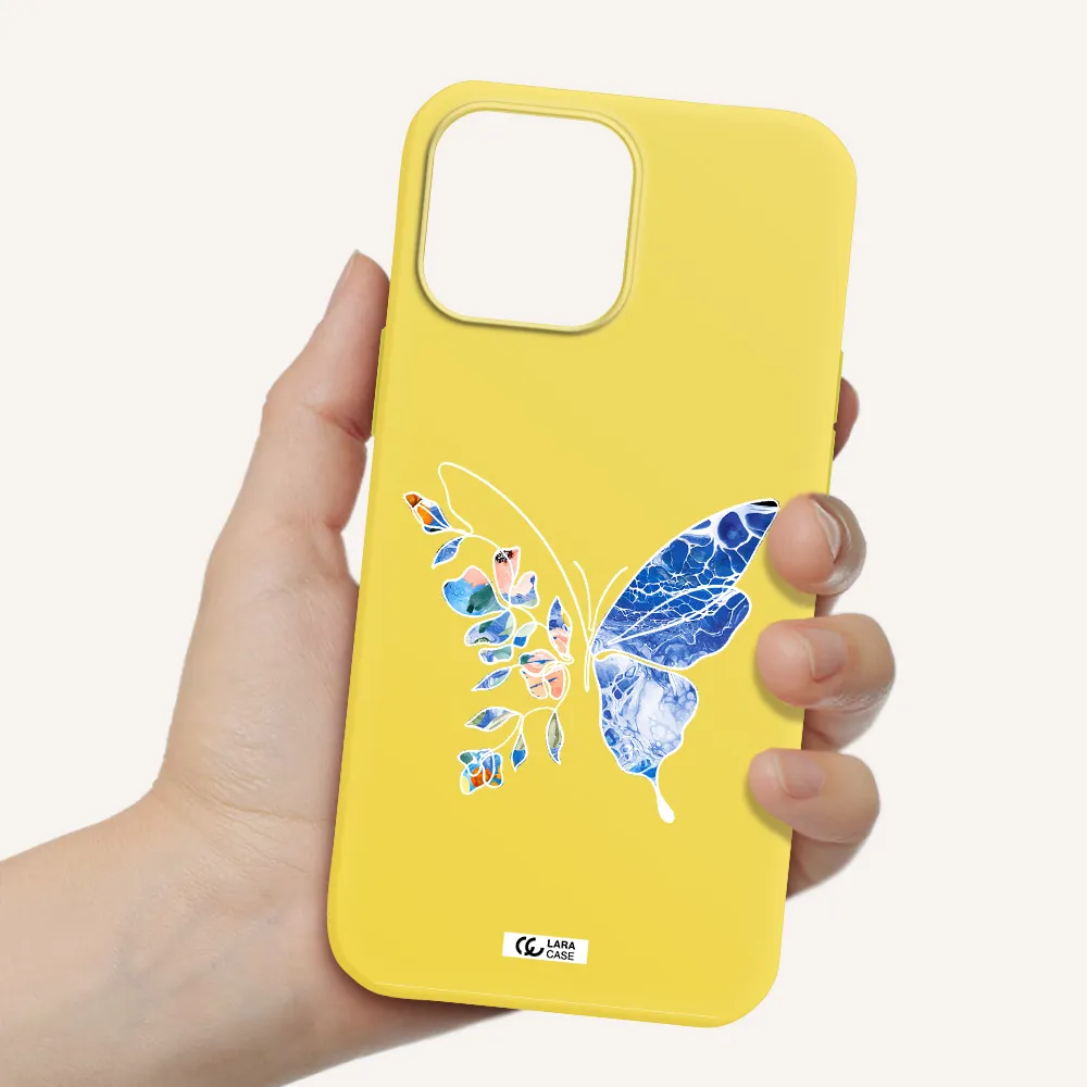 Line Butterfly Apple iPhone 13 Pro Silicone canary yellow Case