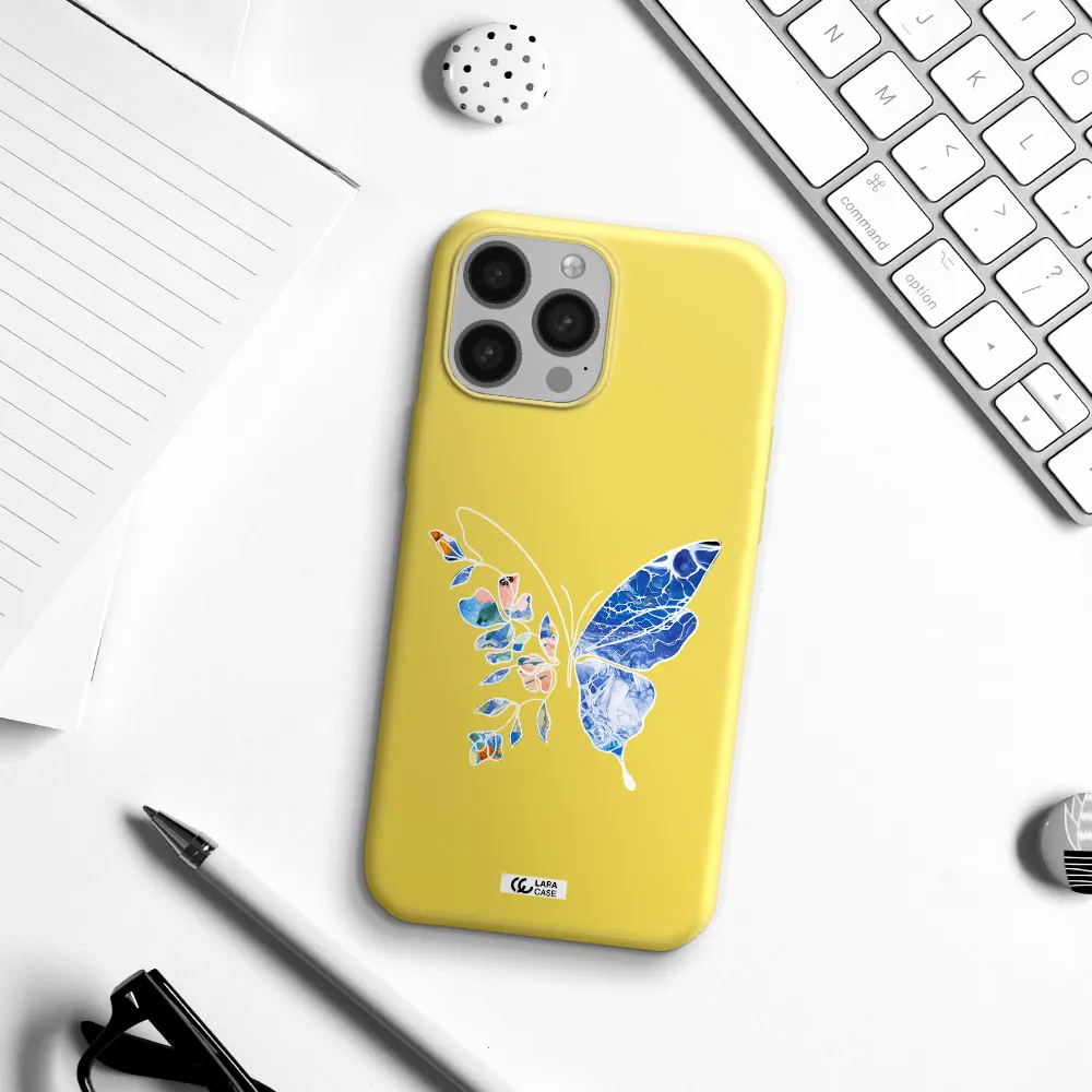 Line Butterfly Apple iPhone 13 Pro Silicone canary yellow Case