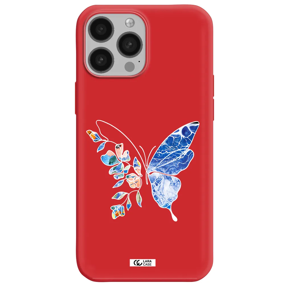 Line Butterfly Apple iPhone 13 Pro Silicone Imperial Red Case