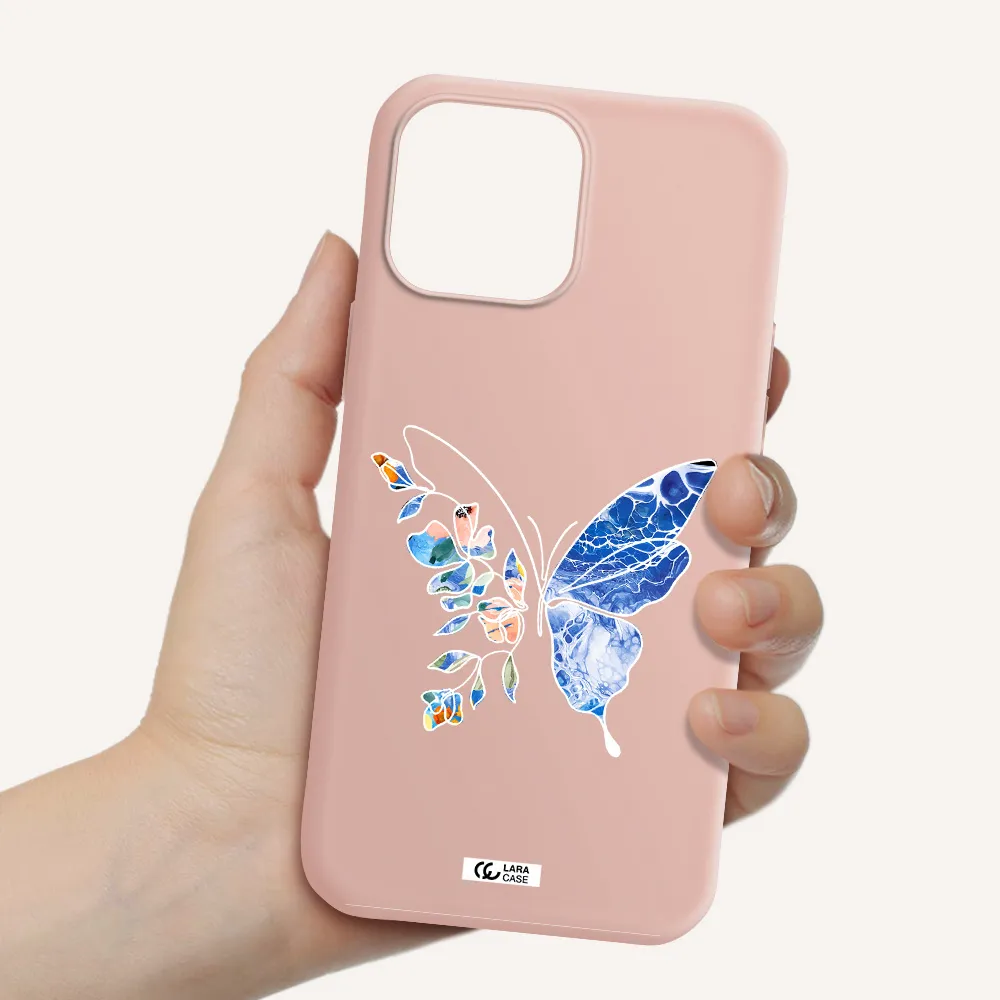 Line Butterfly Apple iPhone 13 Pro Silicone pastel pink Case