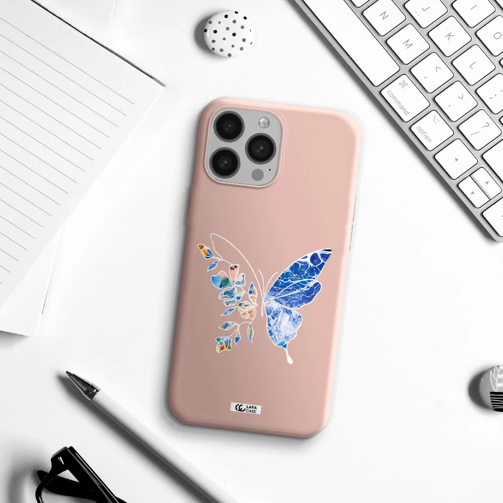 Line Butterfly Apple iPhone 13 Pro Silicone pastel pink Case