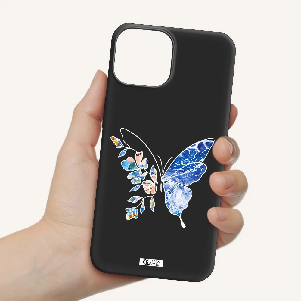 Line Butterfly Apple iPhone 13 Silicone black Case
