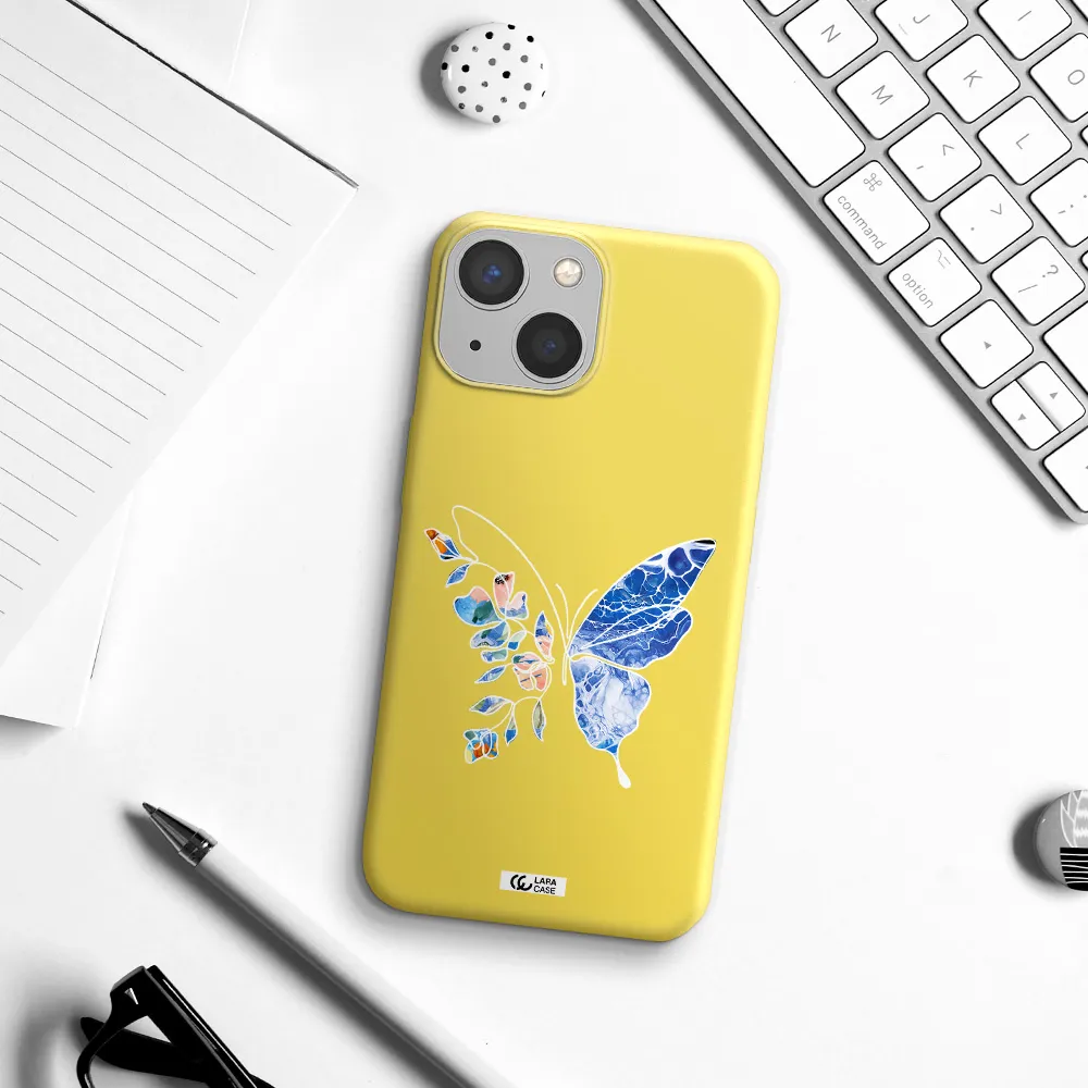 Line Butterfly Apple iPhone 13 Silicone canary yellow Case