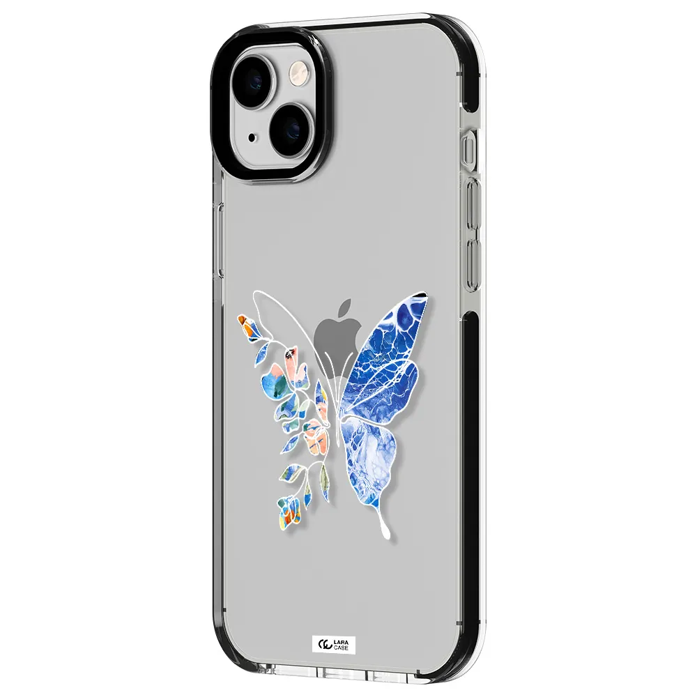 Line Butterfly Apple iPhone 14 plus impact black border Case