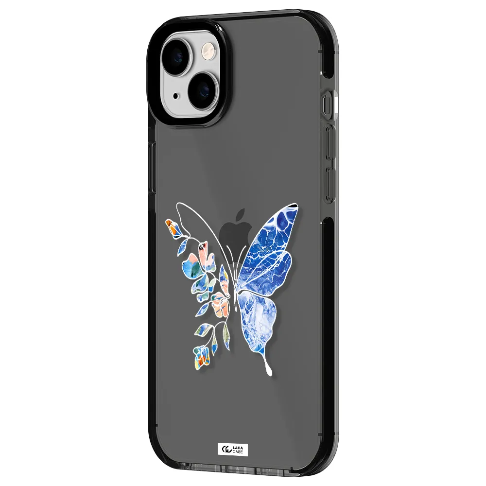 Line Butterfly Apple iPhone 14 plus impact Smoke Black Case