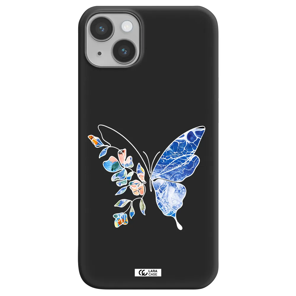 Line Butterfly Apple iPhone 14 plus Silicone black Case