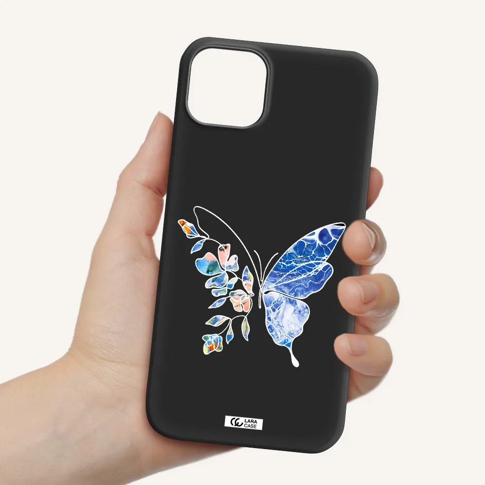 Line Butterfly Apple iPhone 14 plus Silicone black Case