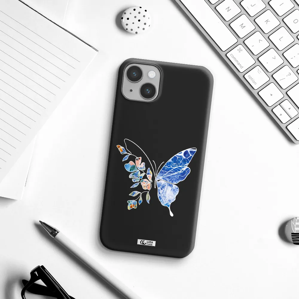 Line Butterfly Apple iPhone 14 plus Silicone black Case