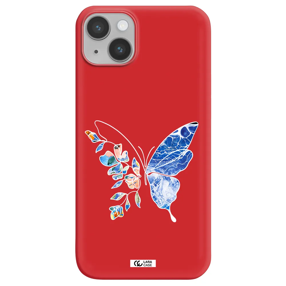 Line Butterfly Apple iPhone 14 plus Silicone Imperial Red Case