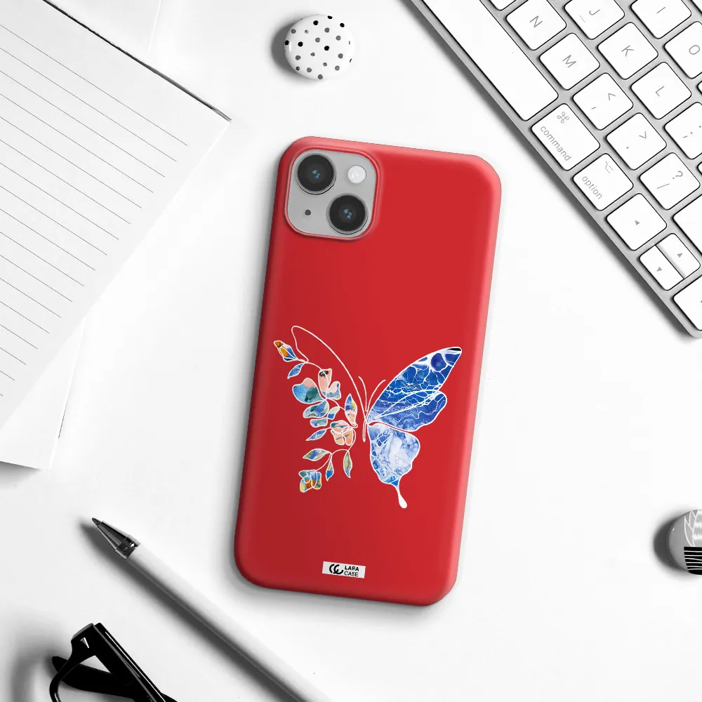 Line Butterfly Apple iPhone 14 plus Silicone Imperial Red Case