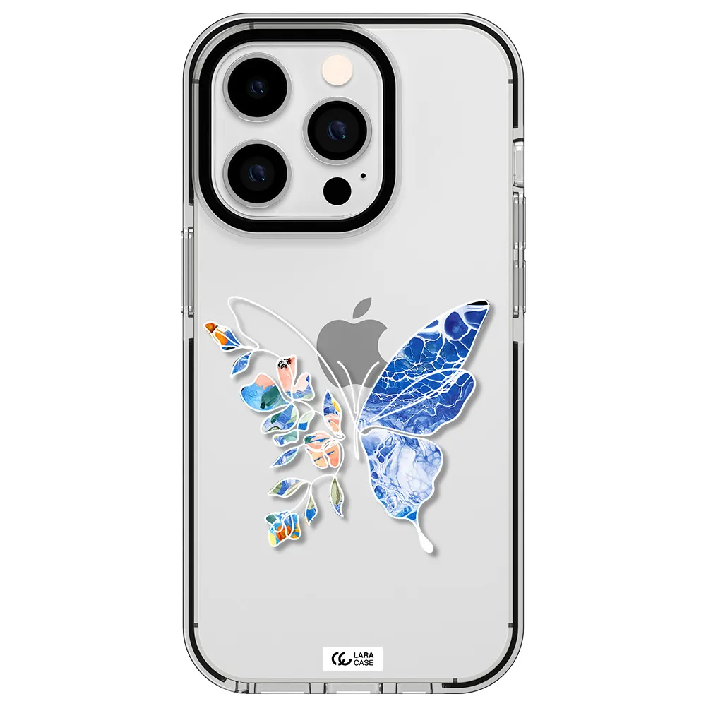 Line Butterfly Apple iPhone 14 pro impact black border Case