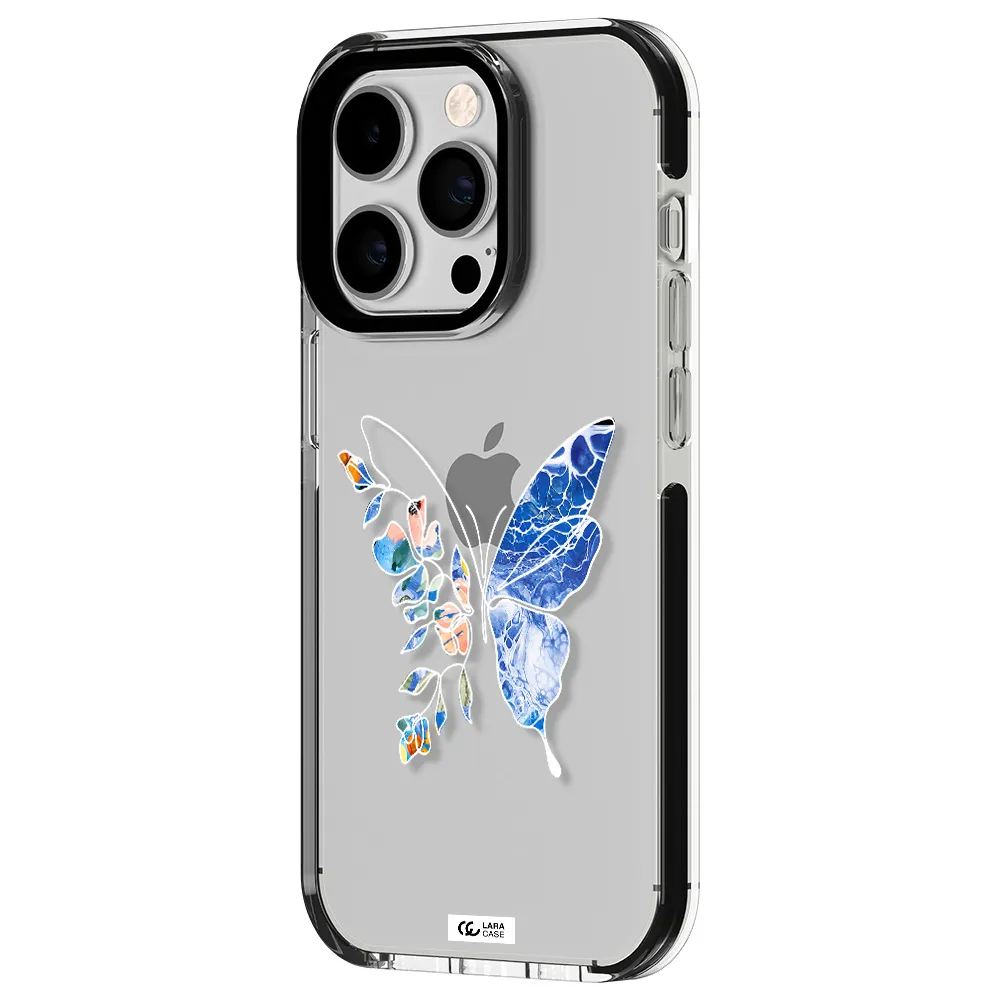 Line Butterfly Apple iPhone 14 pro impact black border Case
